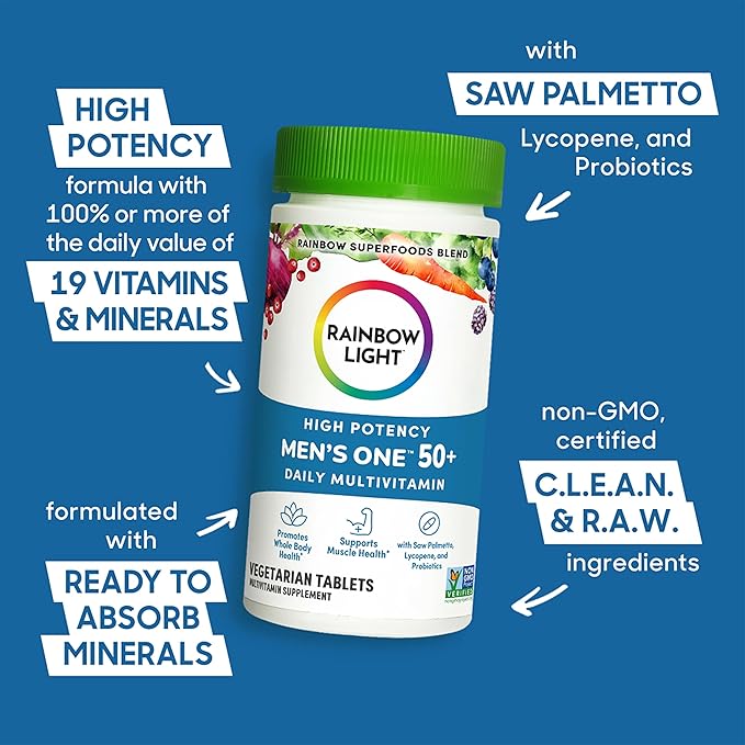 Rainbow Light Multivitamin for Men 50+, 50+ Multivitamin 150 Tablets