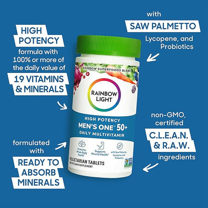 Rainbow Light Multivitamin for Men 50+, 50+ Multivitamin 150 Tablets
