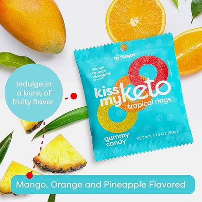 Kiss My Keto Gummies Candy – Low Carb Candy Gummy Rings, Keto Snack Pack – Healthy Candy Gummys – Vegan Candy, Keto Gummy Candy – Keto Candy Gummies (6-pack)