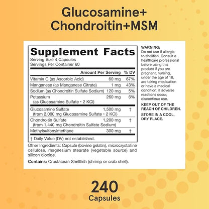 Jarrow Formulas Glucosamine + Chondroitin + 240 Capsules- 60 Servings- 12