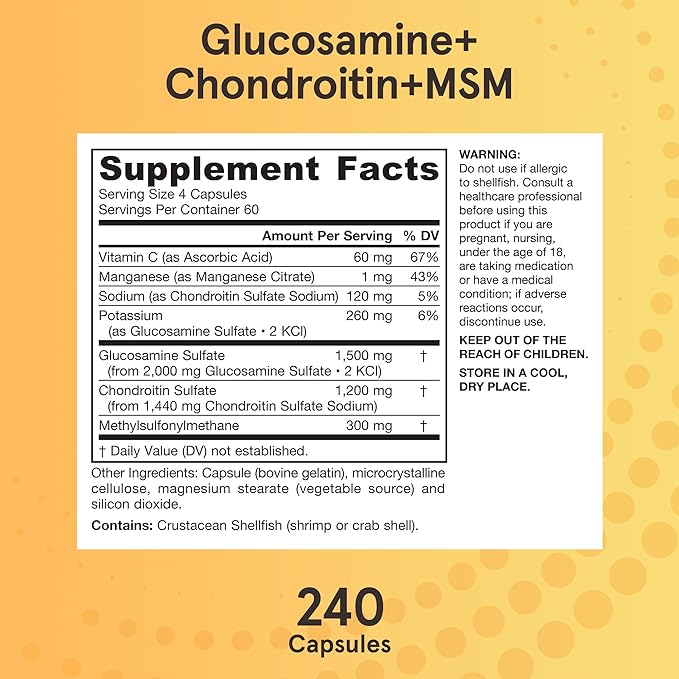 Jarrow Formulas Glucosamine + Chondroitin + 240 Capsules, 60 Day