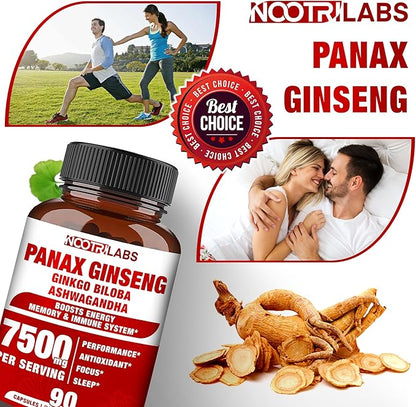 Korean Red Panax Ginseng 7500mg Highest 90 Vegan