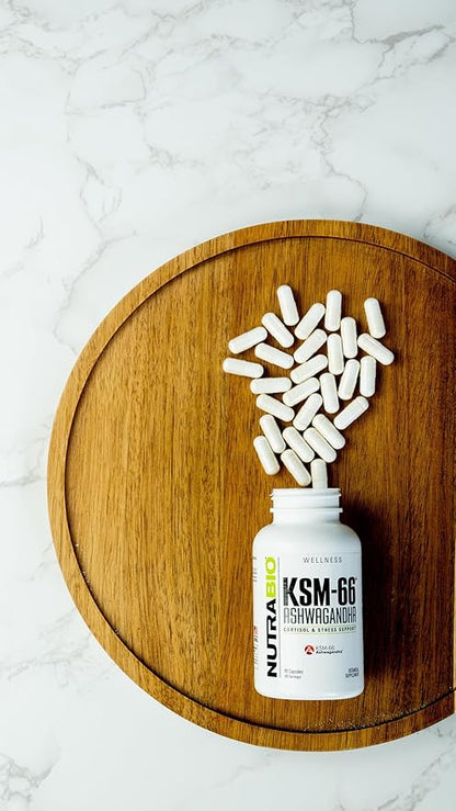 NutraBio Ashwagandha KSM-66 Herbal Supplement for Better Overall Well-Being- Ashwagandha Supplement- 600mg - 90 Vegetable Capsules