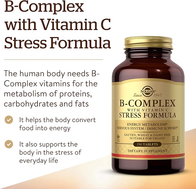 Solgar B-Complex with Vitamin C Stress 250 Tablets 125 Servings
