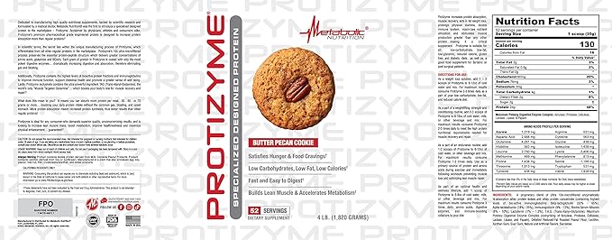 Metabolic Nutrition, Protizyme, 100% Whey Protein 24 Essential 4 Pound (52 ser)