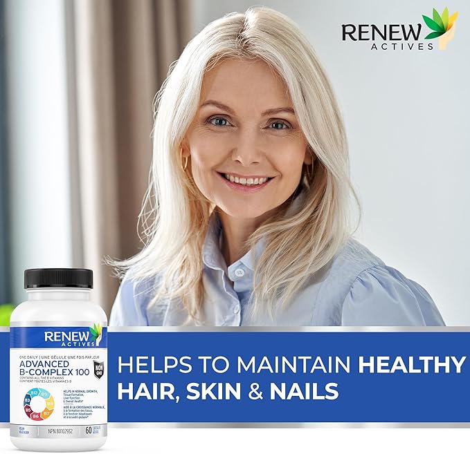 Renew Actives Vitamin B Complex 100: 100% of B1, B2, B2, B3, B3, B5, B5, B-6, B-6, B-12. B-12. Promotes 60 Caps