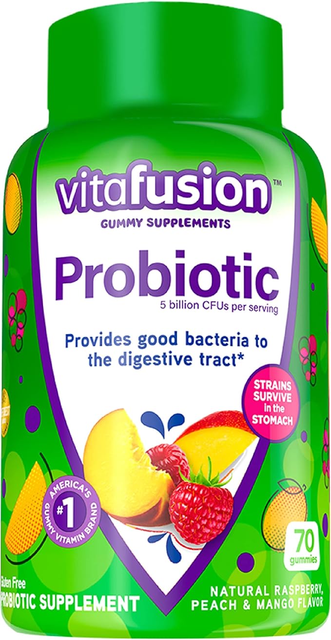 Vitafusion Probiotic Gummy Supplements, Raspberry, Peach 35 Day 70 Count 90 Count