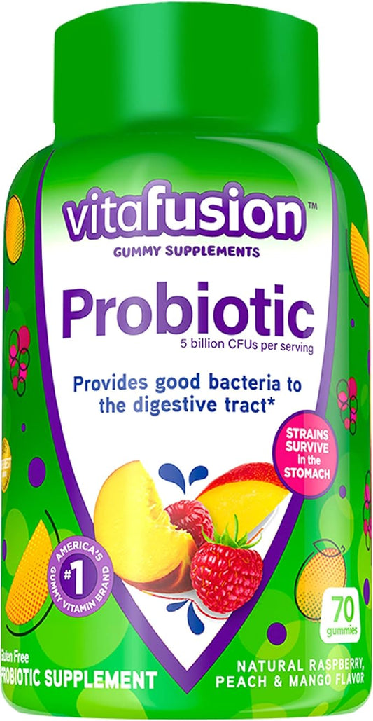 Vitafusion Probiotic Gummy Supplements, Raspberry, Peach 35 Day 70 Count 90 Count