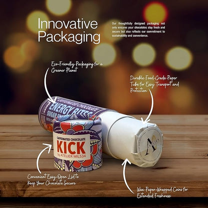 KICK Milk Chocolate Energy Bites (16 bites) - Caffeine Boost, Prebiotic Enhanced, Artisan Crafted