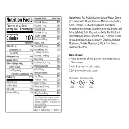 WonderSlim Plant Based Meal Replacement Shake, Chocolate, 15g Protein, Keto Friendly & Low Carb, Low Sugar, Gluten, Soy, & Dairy Free (7ct)