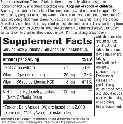 Nature's Way 5-HTP, Calms Nerves and L-5-Hydroxytryptophan, Vitamins B6 & 50 mg 60 Count