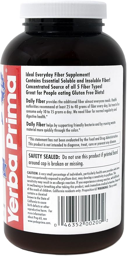 Yerba Prima Daily Fiber Formula Powder 12 oz 2) -