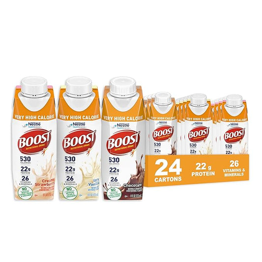 BOOST Very High Calorie Nutritional Drink -530 Calories -26 Vitamins 22 g 8 fl 24)