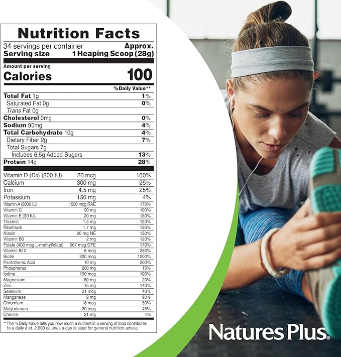 NaturesPlus Spiru-Tein, Chocolate 2.1 lb 14 g 34 Servings