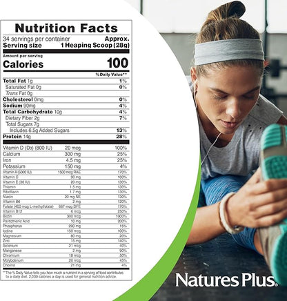 NaturesPlus Spiru-Tein, Chocolate 2.1 lb 14 g 34 Servings