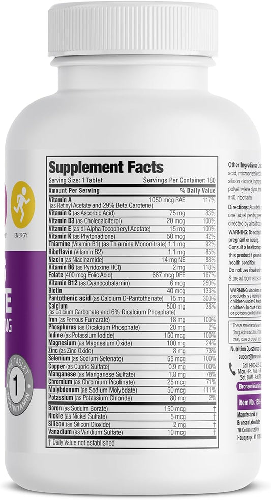 Bronson ONE Daily Women’s Complete Multivitamin 180 Tablets