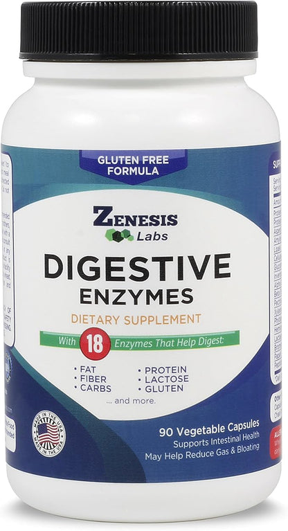 Digestive Enzymes - with Amylase, Bromelain, 14 Other 90 Capsules