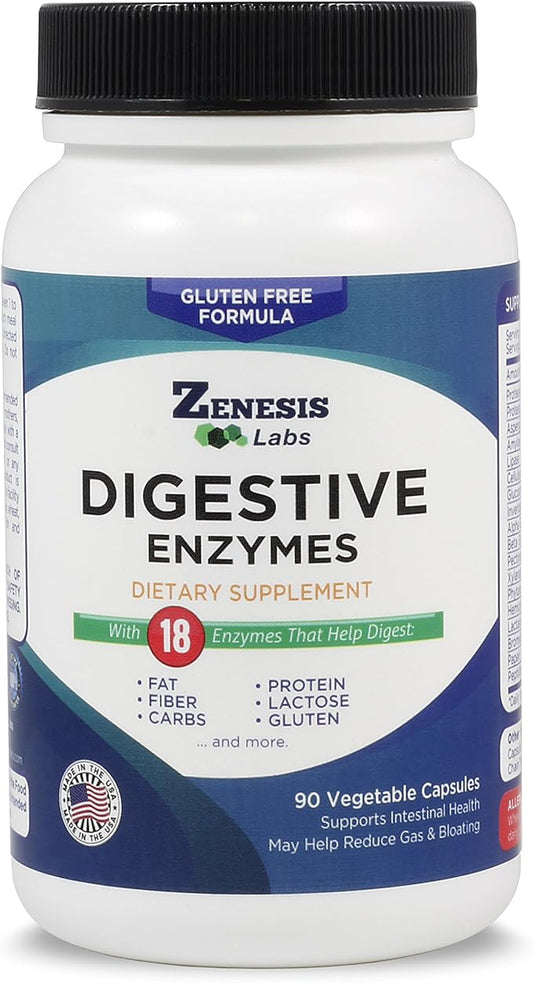 Digestive Enzymes - with Amylase, Bromelain, 14 Other 90 Capsules