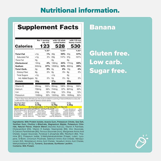 Keto Chow Banana | Keto Meal Replacement Shake | Nutritionally Complete | Low Carb | Delicious Easy Meal Substitute | You Choose The Fat | 21 Meal Bulk Pack