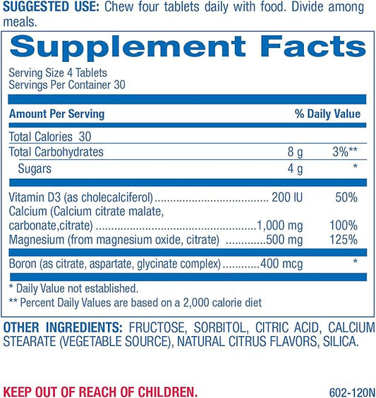 Chewable Calcium Supplement for Women - Clinical Bone Supplement with Chewable Calcium with Vitamin D Magnesium and Boron Complex for Bone Health & Strength Support - Made in The USA - 30 Servings
