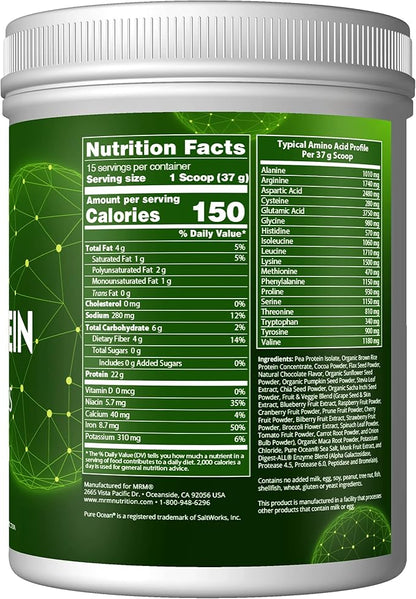 MRM Nutrition Veggie Protein with Superfoods 22g Complete 8.8g Essential 13 superfoods 3s and Omega6s | 30 Servings