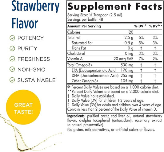Nordic Naturals Pro DHA Junior, Strawberry 4 oz 530 mg Omega-3s with 48 Servings