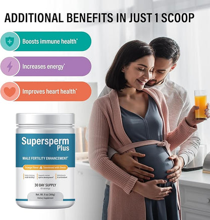 Male Fertility Supplement with L-Carnitine and L-Arginine, Preconception Fertility Formula for Optimal Count & Healthy Volume Production,1 Month Supply (60 doses) in Powder.