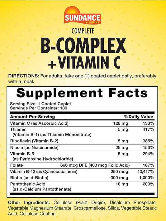 Sundance Complete B-Complex with Vitamin C 100 Caplets