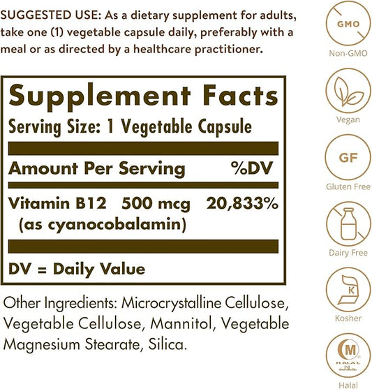 Solgar Vitamin B12 500 mcg Vegetable 250 Count