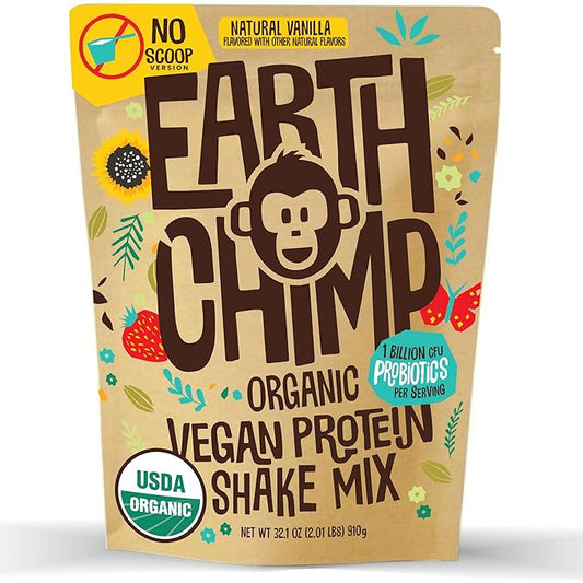EarthChimp Organic Vegan Protein Powder 26 Servings 32 Oz