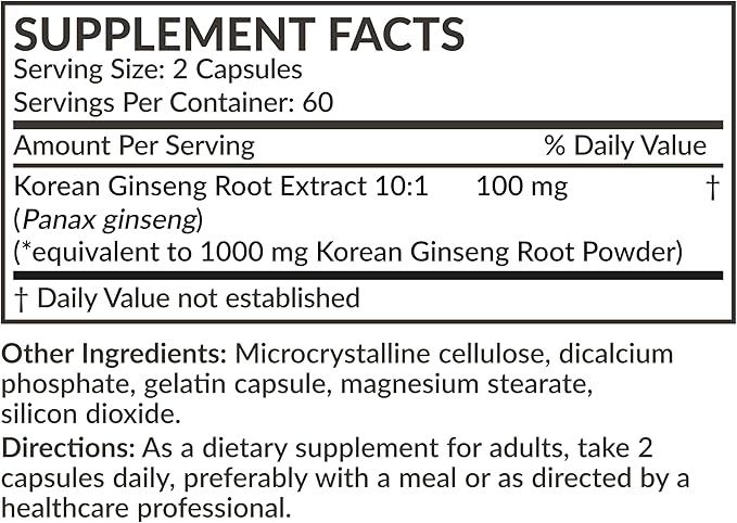 Futurebiotics Korean Panax Ginseng 1000 MG 120 Capsules