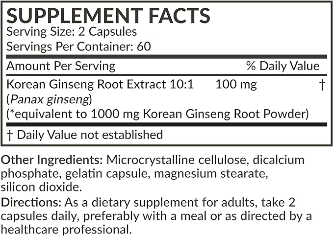 Futurebiotics Korean Panax Ginseng 1000 MG 120 Capsules