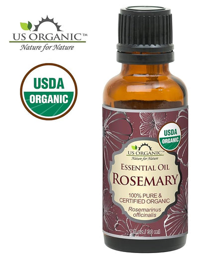 US Organic 100% Pure Rosemary Essential Oil, USDA Certified Organic 100% Pure, Steam Distilled, for Hair Growth, Scalp, Face, Skin, and Aromatherapy (Size Variations Available) (30 ml)