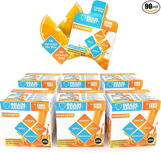 Cover Three Brain Assist Brain Supplement, (6 Boxes)