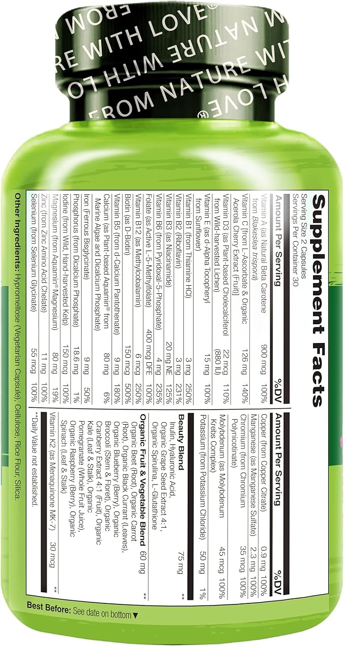 NATURELO Whole Food Multivitamin with Extra 60 Vegan