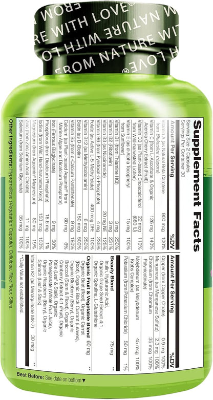 NATURELO Whole Food Multivitamin with Extra 60 Vegan