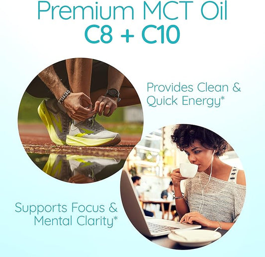 AS-IS Simply Premium MCT Oil C8 & C10 | Unflavored | 100% from Non-GMO Coconuts | Perfect for Morning Coffee | Quick Clean Energy | 32 fl oz (63 Servings)