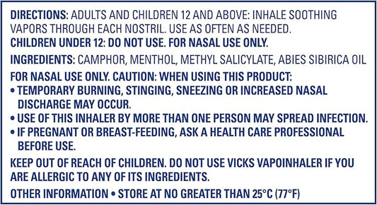 Vicks VapoInhaler, On-the-Go Portable Nasal Inhaler, 2 Scented