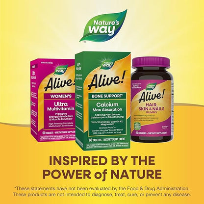 Nature's Way Alive! Calcium Max Absorption, D3 & K2, Magnesium, 60 Tablets