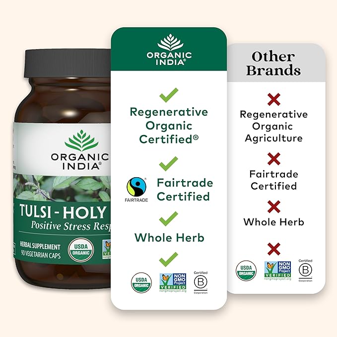 Organic India Tulsi Holy Basil Capsules 180 Capsules