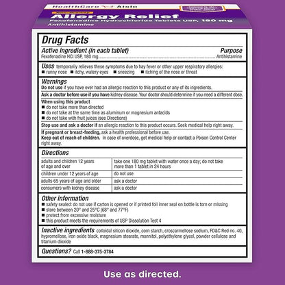 HealthCareAisle Allergy Relief 180 mg 90 Tablets 24-Hour Allergy