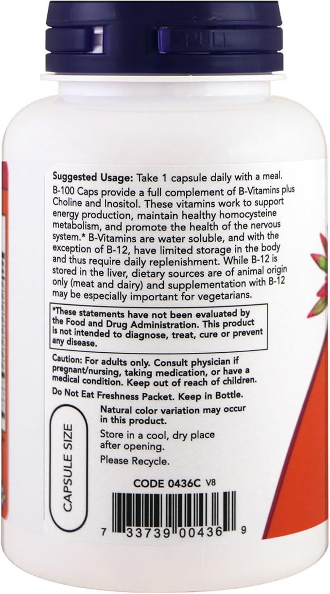 NOW Supplements, Vitamin B-100, Energy Production*, 100 Veg