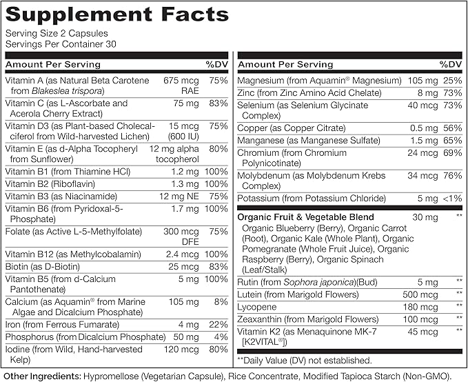 NATURELO Whole Food Multivitamin for Teens 60 Capsules