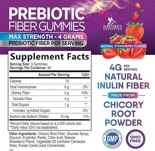 Fiber Gummies for Adults, Daily 4g Gummy Fiber Supplement, Prebiotic Digestive Health Support - Plant Based Soluble Fiber, Supports Regularity & Digestion for Adults Non-GMO - 120 Gummies