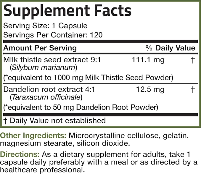 Bronson Milk Thistle Silymarin Marianum & 120 Capsules