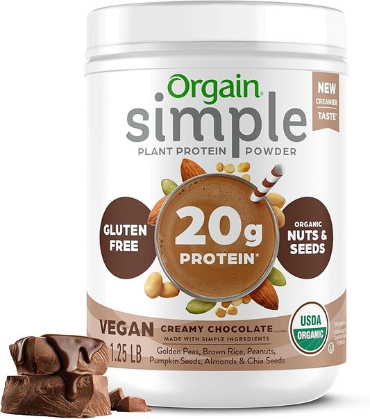 Orgain Organic Simple Vegan Protein Powder, Chocolate 20g Plant 1.25lb