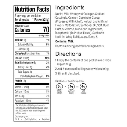 Wonderslim Protein Hot Chocolate, Hot Cocoa, Low Sugar, Low Carb, Keto Friendly & Gluten Free (7ct)