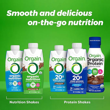Orgain Organic Nutritional Vegan Protein Shake, 16g Plant 22 Vitamins 11 Fl 12)