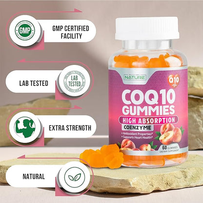 CoQ10 100mg Gummies, High Absorption Coenzyme Q10 Gummy, 60 Count 1 Month