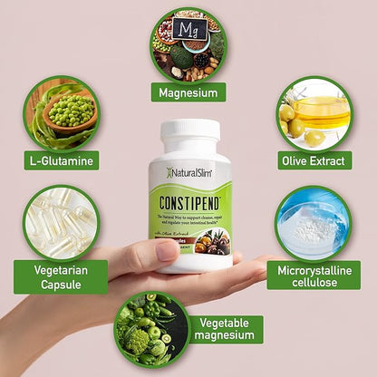 NaturalSlim Constipend - Laxative for Constipation Relief, Colon Regulation, Stool Softener with Olive Extract - 120 Capsules (3 Pack)